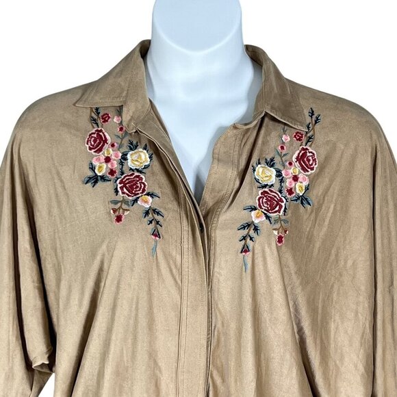 Umgee Women L Embroidered Tunic Vegan Suede Dress Western Cowgirl Lagenlook Boho - Picture 12 of 16